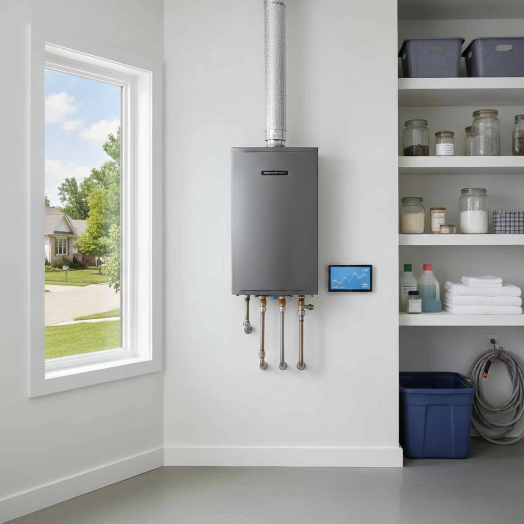 Tankless water heater installed by Handy Bay Plumbing
