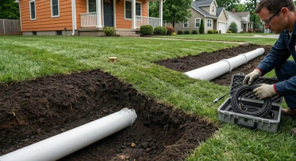 clean yard after sewer line replacement