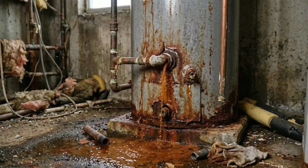 leaking or rusty water heater tank