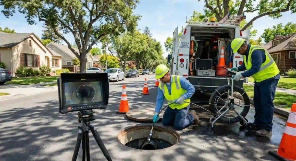 Professional sewer inspection service performed at Menlo Park residence