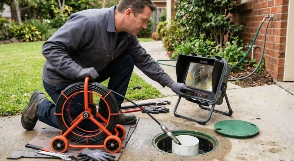 Professional sewer camera inspection for root intrusion
