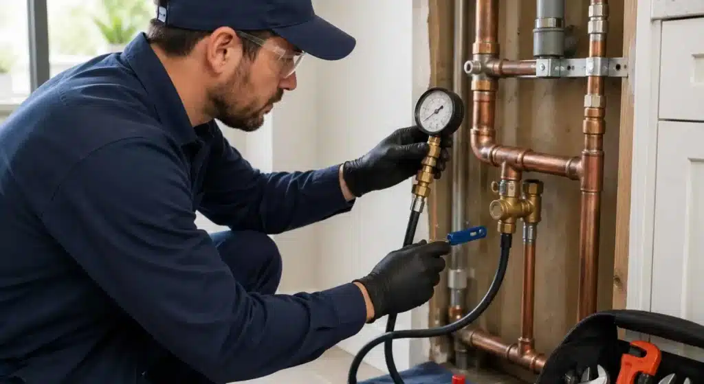 Licensed Palo Alto plumber performing professional pipe repair and pressure testing